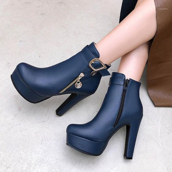 

brand new large sizes 50 platform ankle boot high heels winter woman shoes office lady boots1, Black