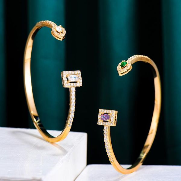 

godki simple unique multicolor bracelet bangle for women wedding party zircon crystal engagement dubai bridal jewelry gifts, Black