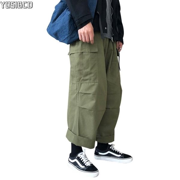 

cargo men's pants joggers comfortable cotton pant for man casual cargo pants men streetwear loose man trouser trendy sweatpants, Black
