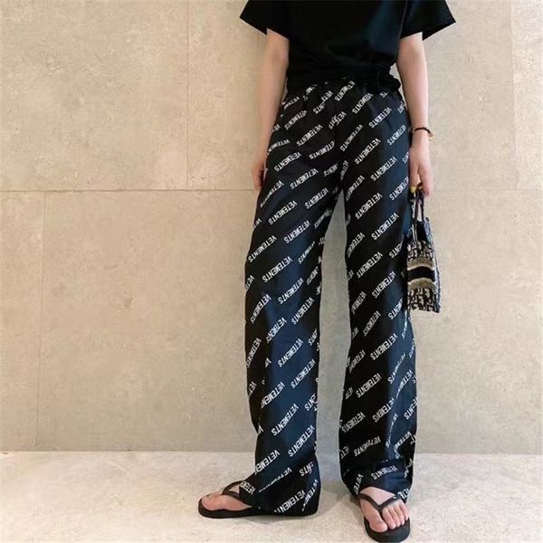 

2021 new full printing straight men women 1:1 casual inside tags vtm trousers 20ss fashion vetements pants 55gb, Black