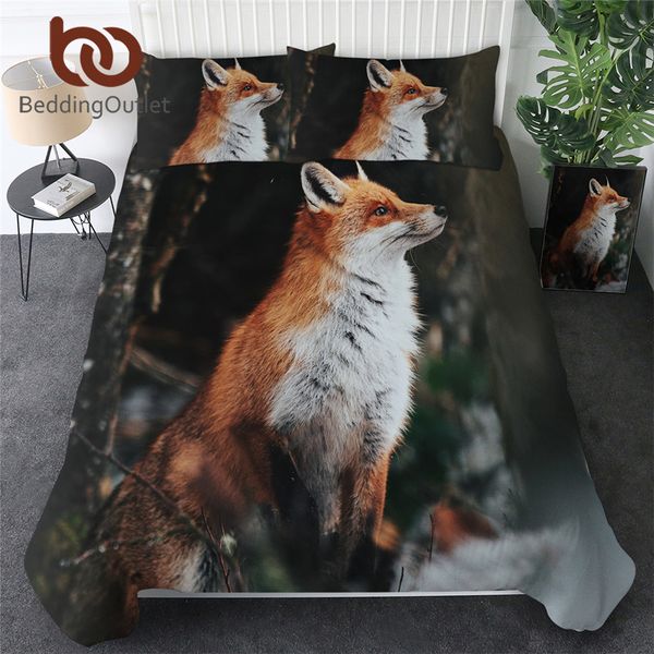 

beddingoutlet fox bedding set 3d print duvet cover wild animal home textiles 3-piece tribal bedspread floral bed cover drop ship
