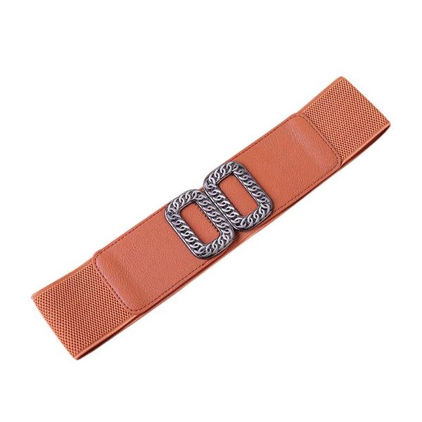 

orange double buckle bouncy accesorios mujer belts women's stretch fashion personality belt female luxury belt cinturones, Black;brown