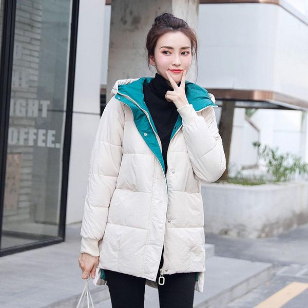 

fashion short front and long back winter jacket women 2020 new warm hooded parka coat female casual short jacket, Black