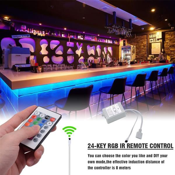 

selling plastic 300-led smd3528 24w rgb ir44 light strip set with ir remote controller (white lamp plate) discount