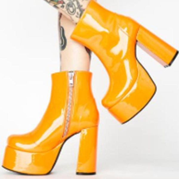 

brand new big size 43 square high heels platform cool party autumn winter shoes women boots female, Black