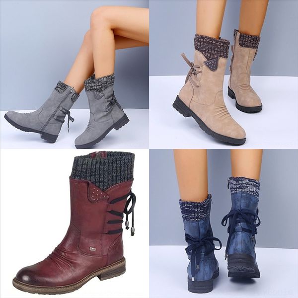 

8fat women desert boot highankle boot winter sale boots print woman leather winter snow boot ankle glazed autumn boots lace-up, Black