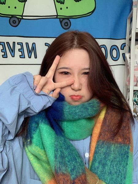 

vipscarf ins tide student lovely girl yuansuo versatile korean rainbow version warm autumn and winter bib mvp, Blue;gray