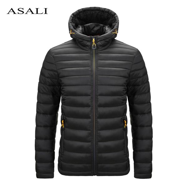 

new winter jacket men hooded parka warm winter coat mens thicken zipper solid color jackets male hoodie overcoats clothing 201118, Black