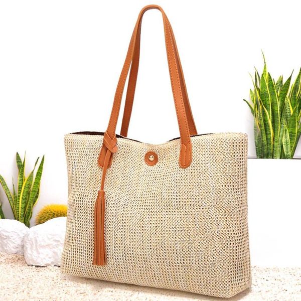 

women handbag summer beach bag straw woven large capacity totes women simple fashionable single shoulder bag bohemia
