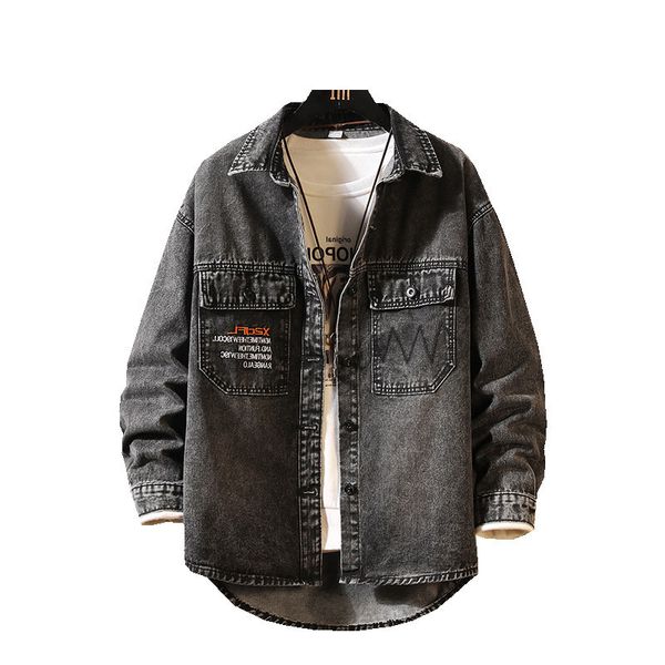 

m-5xl plain oversized denim men blazer jacket shirt