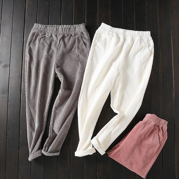 

plus size 3xl elastic waist harem pants casual corduroy trousers women winter corduroy pants women, Black;white