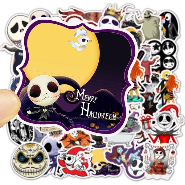 

50pcs horror ghost halloween skull ghost stickers on laprefrigerator luggag graffiti waterproof skateboard funny kid sticker wmtlur