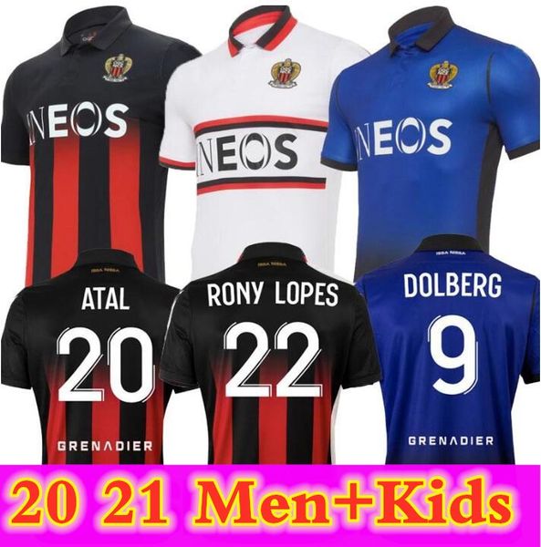 

20 21 maillot de foot ogc nice soccer jersey 2020 2021 atal dolberg pierre lees-melou gouiri ignatius ganago wylan rony lopes football shirt, Black;yellow