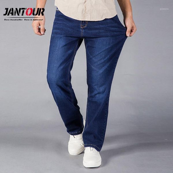 

jantour 2021 jeans men straight fit blue stretch denim pants large size trousers business cowboys man jeans 40 42 44 size1