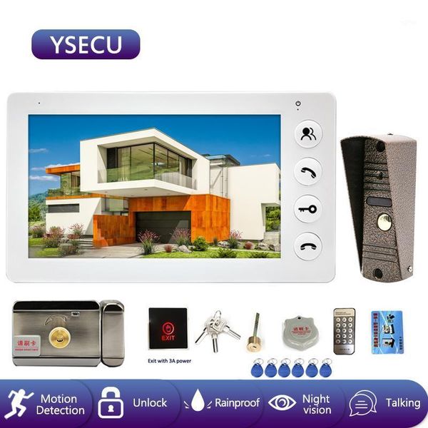 

video door phones ysecu 7 inch phone with electronic lock access control 3a power exit button support unlock 800tvl doorbell camera1