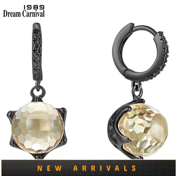 

dangle & chandelier dreamcarnival1989 drop earrings women light brown special cut dazzling cz elegant black plated party jewelry gift we3819, Silver
