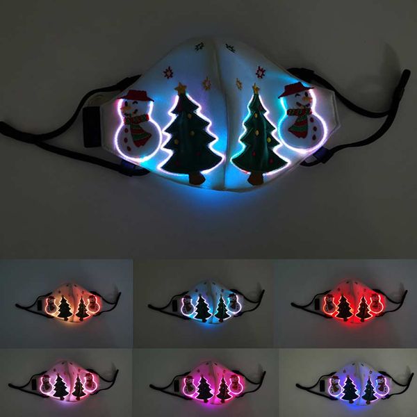 

led mask face mask designer mask merry christmas men women christmas tree snowman led purge masks black white red mouth facemask