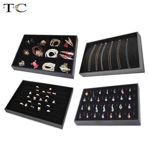 

promotion velvet jewelry display box for ring bracelet necklace watch holder tray jewellery storage casket 35*24*3cm, Pink;blue