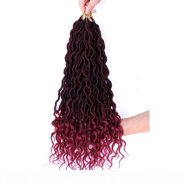 

shanghair 18'' goddess faux locs curly ends short wavy synthetic hair extensions 70g pc crochet braids black afros