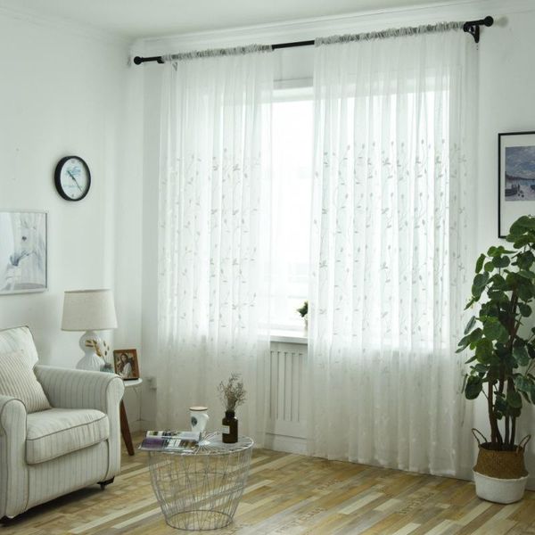 

curtain & drapes in 2021semi-sheer elegant embroidered curtains grommet panels sheer tulle window for living room