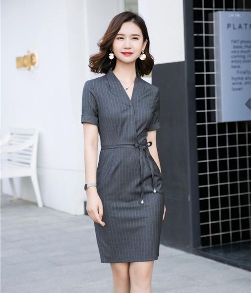 

fashion striped summer dresses women styles slim hips 2020 new casual dress ladies vestidos business work wear1, Black;gray