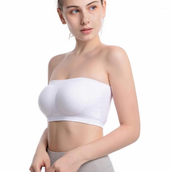 

hivof seamless ladies seamless detachable no steel ring tube bra1, Red;black