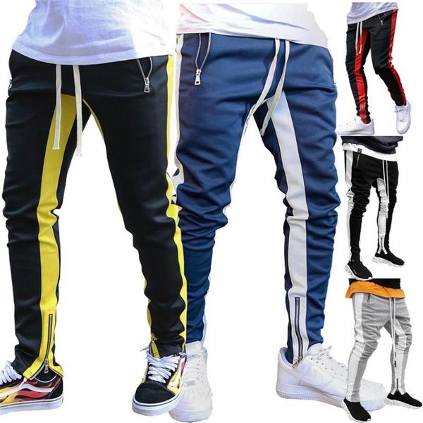 

striped running pants men joggers sport pencil pants hiking sweatpants gym fitness training jogging men workout trousers, Black;blue