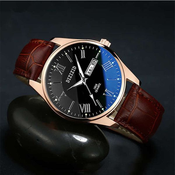 

leather pointer men's watch new gift classic low price sports men can be men's big men upzk, Slivery;brown