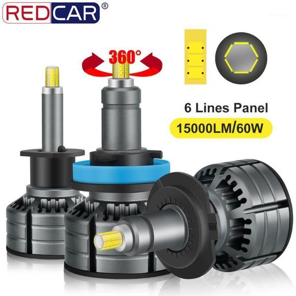 

2pcs 15000lm 60w h7 h11 led car headlight h1 h3 9005 3 9006 4 auto lamps 6 sides csp led chips super bright fog lights bulb1