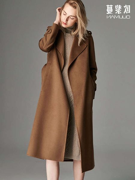 

1caramel color double sided cashmere women's new winter 2020 high end long over knee woolen coat wool18uy, Black