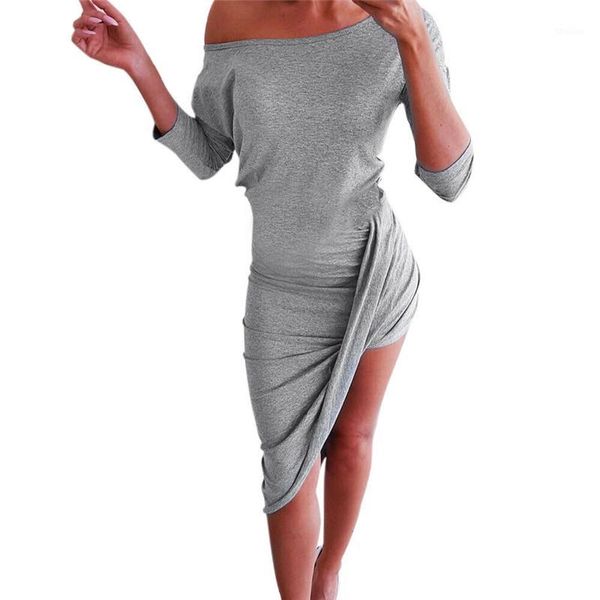 

casual dresses fashion women short sleeve mini dress off shoulder solid slim shirt sundress1, Black;gray