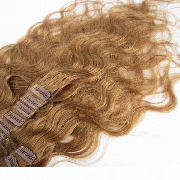 

good feedback quality clip in human hair extensions indain virgin hair, 10pcs set 160g body wave blonde brown black hair clips