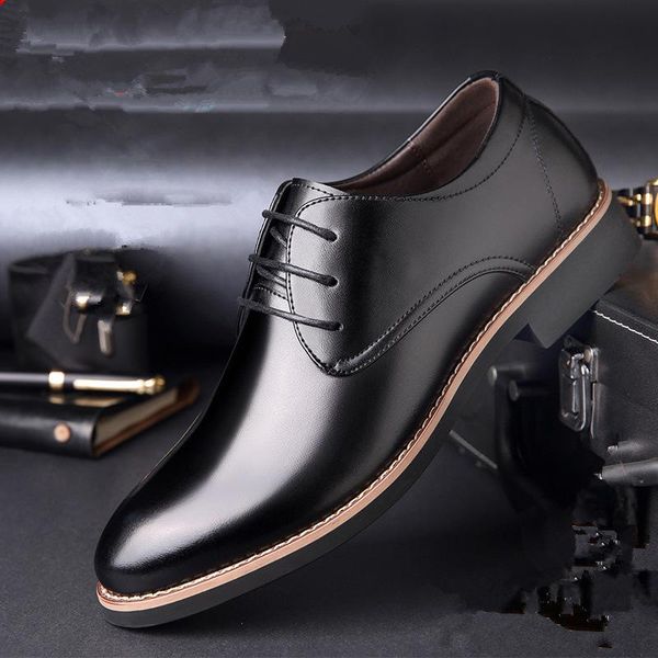 

dress shoes men lace-up oxfords party wedding flats patent leather business, Black