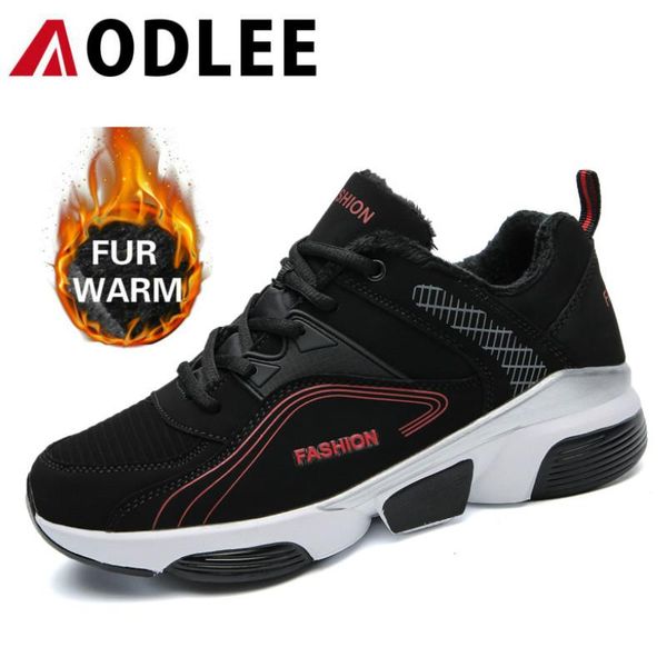 

size 48 waterproof men winter boots plush fur warm sneakers outdoor men snow ankle boots leather casual shoes botas hombre, Black