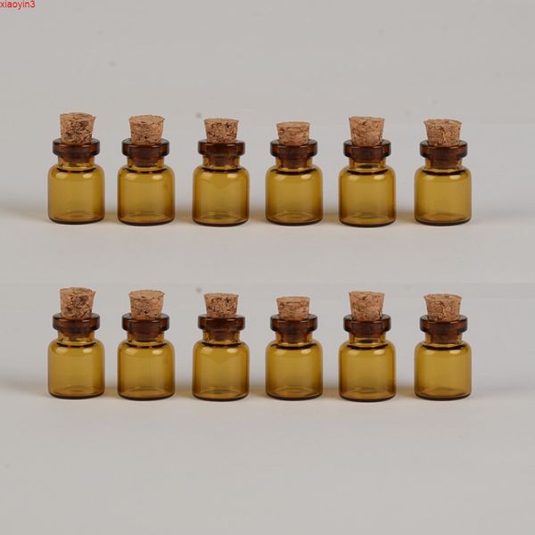 13 * 18 * 6 mm 0,6 ml Mini-Braunglasflaschen mit Korken, leere kleine Fläschchen, Gläser, kleine Geschenkflasche, 100 Stück/Los, kostenloser Versand, hohe Qualität