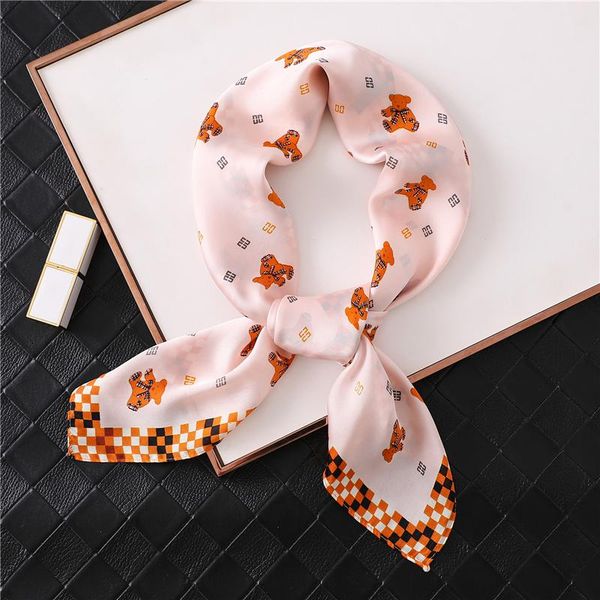 

2020 мода шелковый шарф площади для женщин медведь печати управление леди шеи шарфы элегантный hand bag шарфы женский foulard диапазона воло, Blue;gray