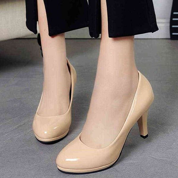 

dress shoes plus size 34-42 women high heels pumps woman white wedding office lady slip on basic zapatos mujer 2403 220309, Black