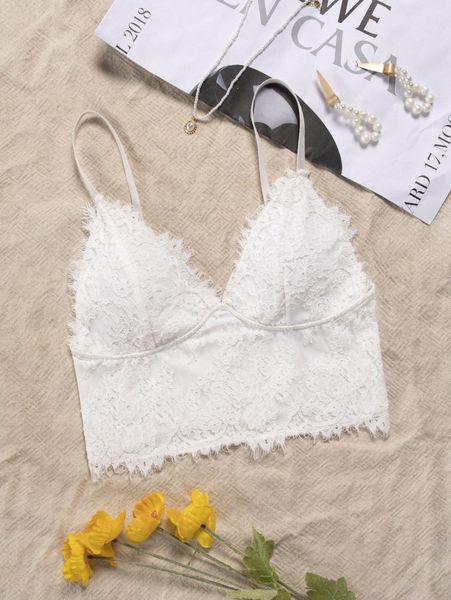 

lace crop cami o0r5#, White