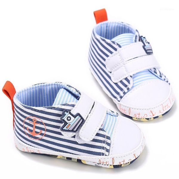 

first walkers born baby boy girl canvas shoes soft soled non-slip footwear crib striped star dot sole1