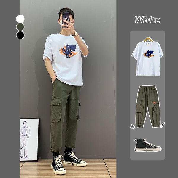 

2020 summer new short sleeve men's korean version trend student casual bottoming fashion brand cotton t-shirt