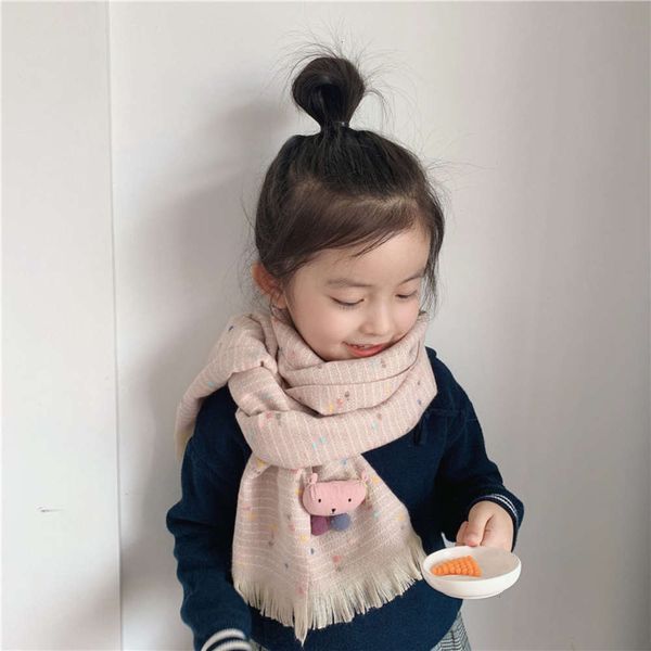 

cashmere cartoon children's bear soft baby tassel autumn winter warm scarf, Red;brown