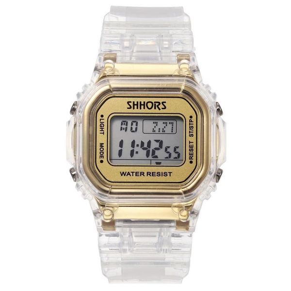 

fashion men women watches gold casual transparent digital sport watch lover's gift clock waterproof children kid's wristwatch 2011, Slivery;brown