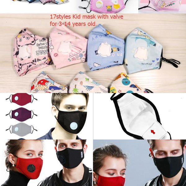 

factory4bkvquality reusable washable masks face anti-dust mask pm2.5 with 2 filter valve protective cotton children kids face masks