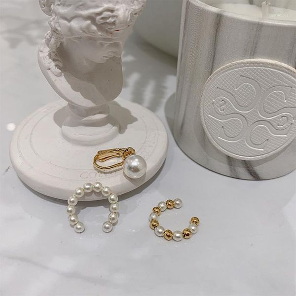 

3pcs/sets minimalist pearl ear cuff pearls cross clip earrings without piercing elegant charm gold earcuff women clips jewelry1, Silver