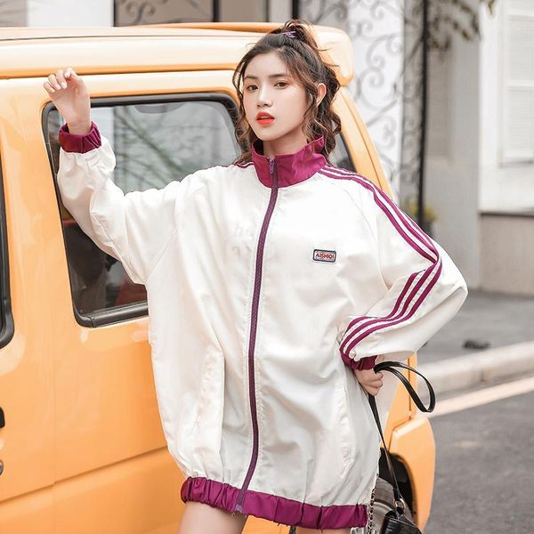 

2020 women sun protection clothing coats spring summer long sleeve casual basic jacket female fashion plus size thin windbreaker1, Tan;black