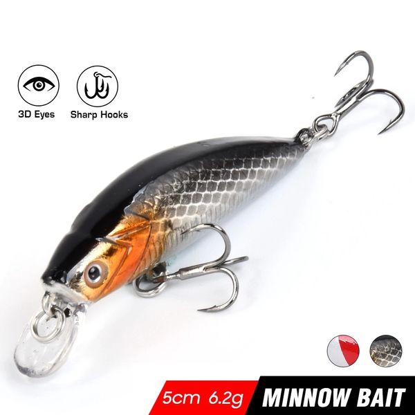 6G Minnow 5cm Simbait Balıkçılık Cazibesi Mini batan Jerkbaits Sert Wobbler Hook Yapay Yemle Mücadele Topsu Balık