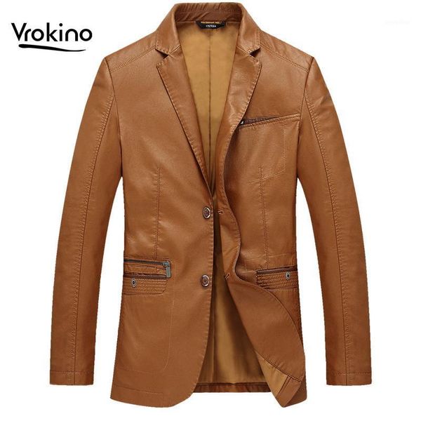 

spring and autumn of 2020 classic men's leather jacket fashion men's thin section suit collar leather jacket brand clothing1, Black