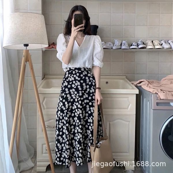 

summer 2020 new small and tall professional hepburn suit skirt small daisy two-piece suit skirt light mature style foreign style women, Gray