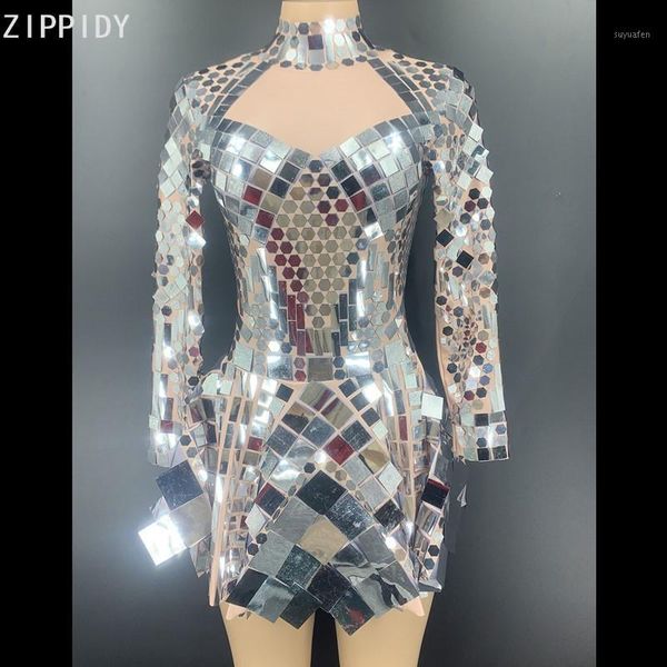 

bling silver sequins spandex mini dress birthday celebrate mirror dress prom party wear female singer show youdu1, Black;red