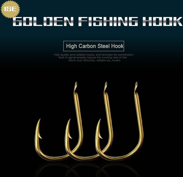 

100pcs/lot multiple sizes golden fishing hooks flat head barbed fishhooks freshwater fishing tackle accessories bbyarh alice_bag